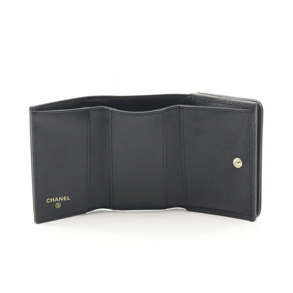 CHANEL Authentic Black Leather Logo Wallet - Picture 3 of 11